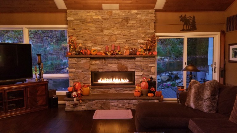 Stone Wall Fireplace