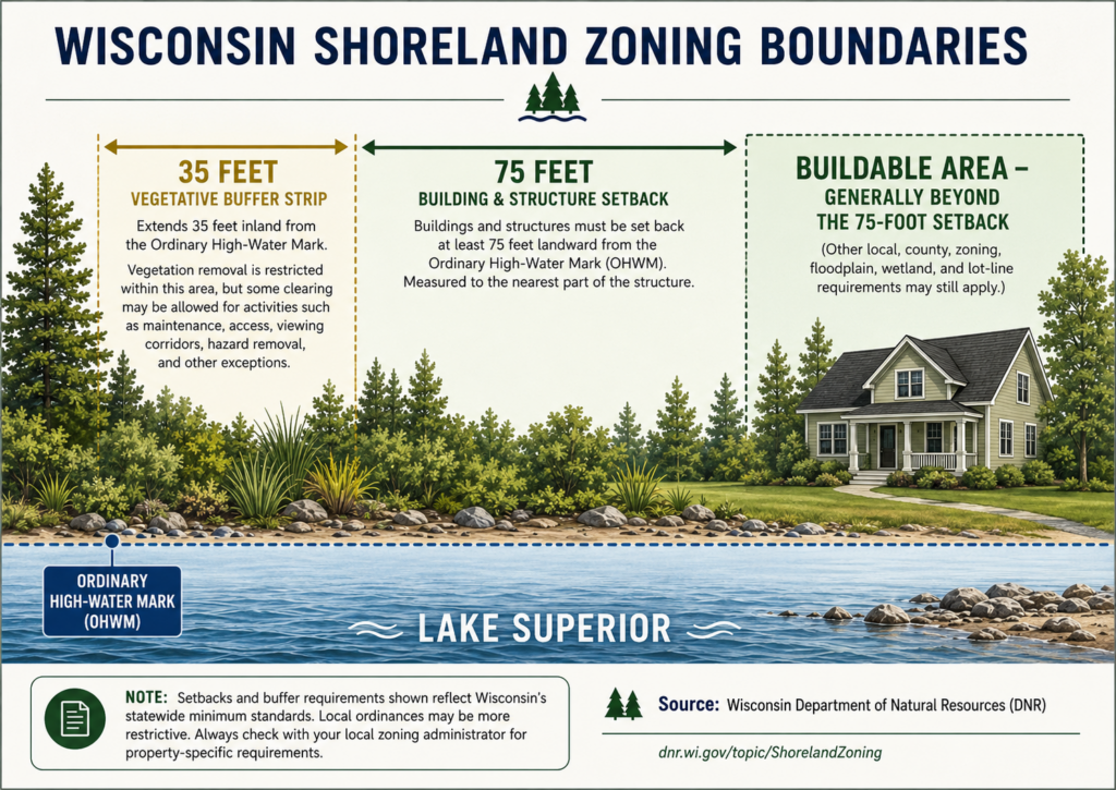 Wisconsin Shoreland zoning boundaries